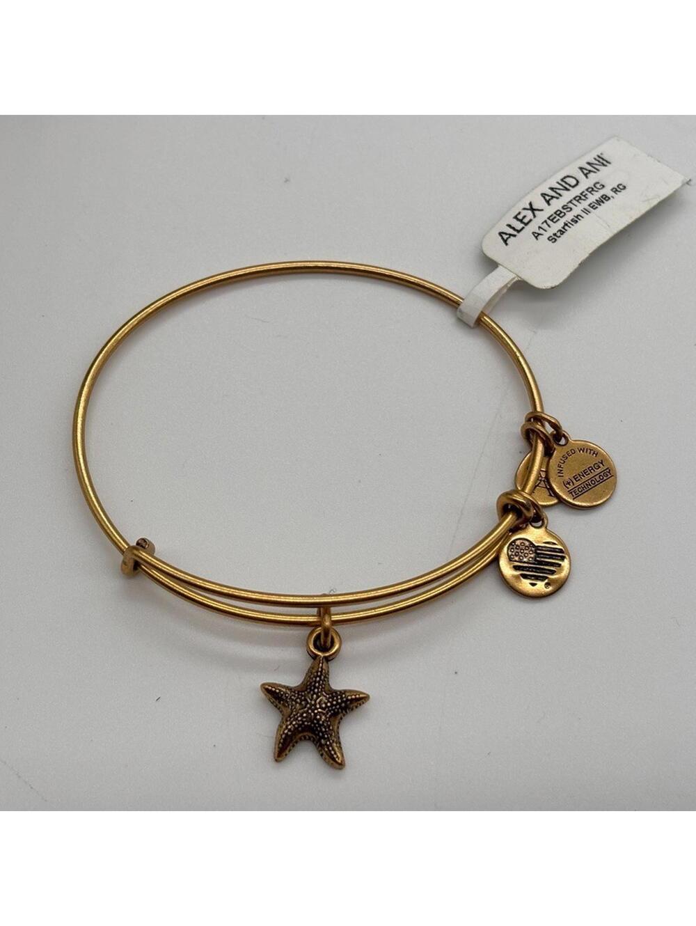 Alex and Ani Rafaelian Gold Starfish Charm Bangle Bracelet NEW